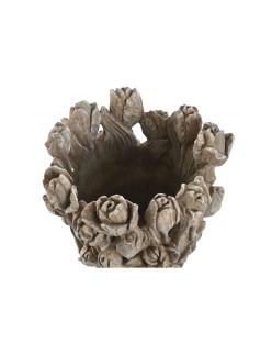 Jarrón Home ESPRIT Gris Cemento Tulipán 29 x 27 x 32 cm