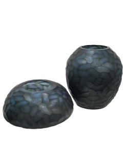 Jarrón Home ESPRIT Azul Cristal Moderno 29 x 29 x 30 cm