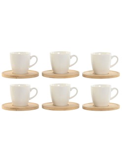 Ensemble de tasses à café Home ESPRIT Blanc Bambou Porcelaine 90 ml