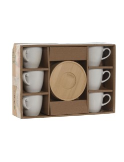 Ensemble de tasses à café Home ESPRIT Blanc Bambou Porcelaine 90 ml