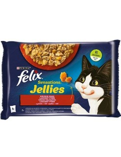Comida para gato Purina Felix Sensations Pollo Ternera Zanahoria Tomate 4 x 85 g