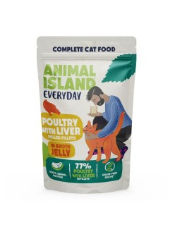 Comida para gato ANIMAL ISLAND Everyday Veal and poultry with liver 4 x 85 g