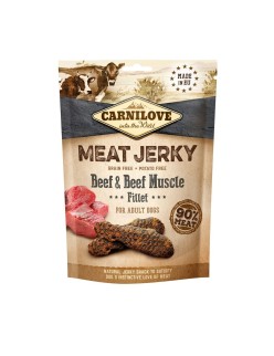 Nourriture Carnilove Meat Jerky Beef & Beef muscle fillet Adulte Dinde Veau 100 g