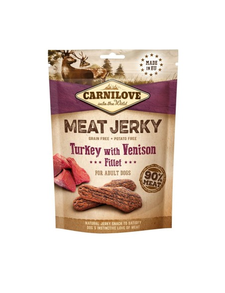 Nourriture Carnilove Meat Jerky Turkey with Venison Adulte Dinde 100 g