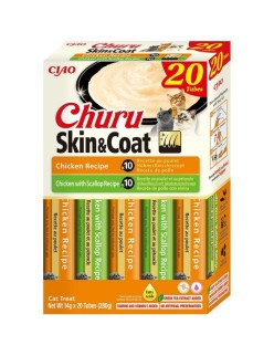 Lanche para Gato Inaba Churu Skin&Coat Frango
