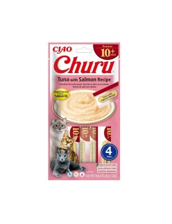 Snack für Katze Inaba Churu Senior Tuna with Salmon Recipe Fisch