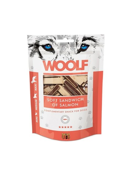 Snack per Cani Woolf Soft Sandwich of Salmon Salmone 100 g