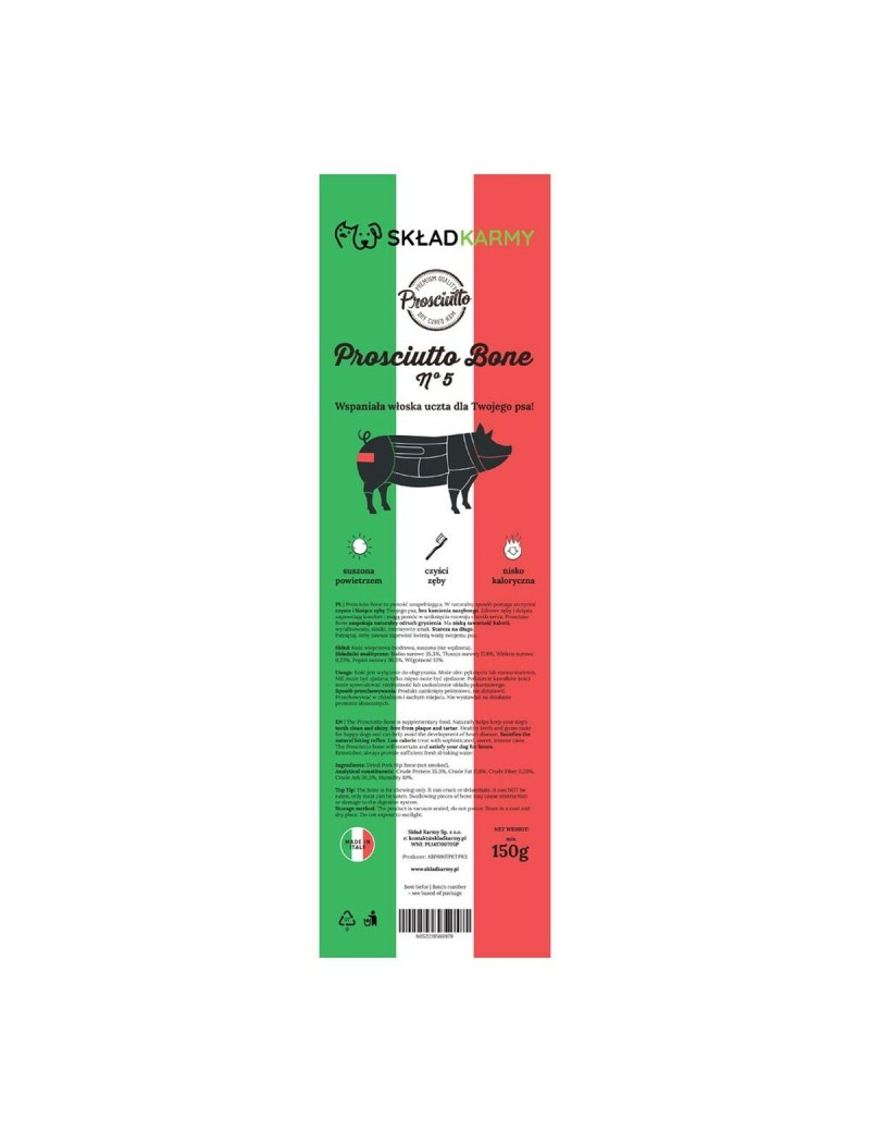 Snack para cães EDEN Prosciutto bone no. 5 Porco 150 g