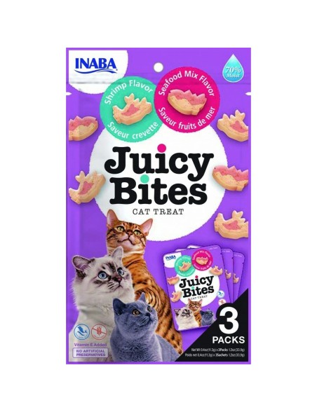 Collation pour Chat Inaba Juicy Bites 3 x 11,3 g Fruits de mer