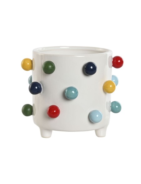 Macetero Home ESPRIT Blanco Multicolor 17 x 17 x 14 cm