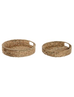 Set di Vassoi Home ESPRIT Naturale Tropicale 40 x 40 x 9 cm (2 Unità)