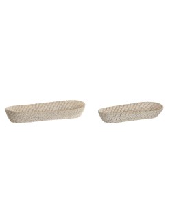 Juego de Bandejas Home ESPRIT Blanco Natural 44 x 18 x 7 cm