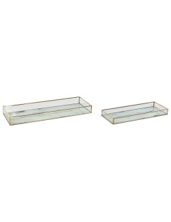Set di Vassoi Home ESPRIT Bianco Dorato Moderno 42 x 15 x 4 cm (2 Unità)
