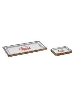 Set di Vassoi Home ESPRIT Multicolore Mediterraneo 40 x 19 x 2,5 cm (2 Unità)