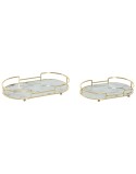 Tablettset Home ESPRIT Weiß Gold Moderne 31 x 17 x 5 cm (2 Stück)