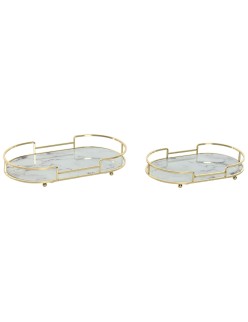 Tablettset Home ESPRIT Weiß Gold Moderne 31 x 17 x 5 cm (2 Stück)