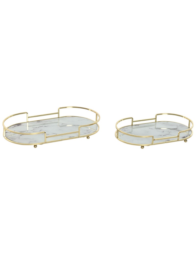Tablettset Home ESPRIT Weiß Gold Moderne 31 x 17 x 5 cm (2 Stück)