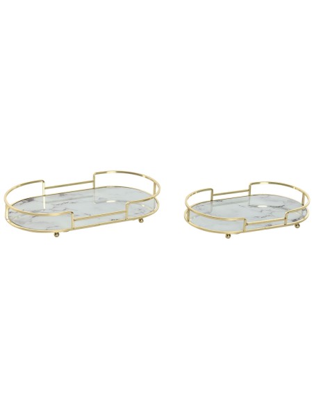 Tablettset Home ESPRIT Weiß Gold Moderne 31 x 17 x 5 cm (2 Stück)
