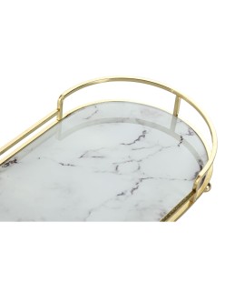 Tablettset Home ESPRIT Weiß Gold Moderne 31 x 17 x 5 cm (2 Stück)
