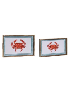 Set di Vassoi Home ESPRIT Multicolore Legno di mango 43,5 x 27 x 5,5 cm (2 Unità)