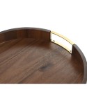 Tablett für Snacks Home ESPRIT Gold natürlich Metall Akazienholz 35,5 x 35,5 x 5 cm
