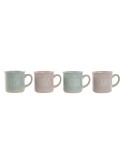 Satz von Kaffeetassen Home ESPRIT Blau Rosa Steingut 180 ml