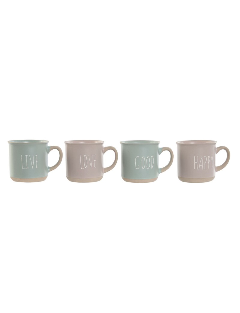Satz von Kaffeetassen Home ESPRIT Blau Rosa Steingut 180 ml