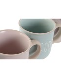 Satz von Kaffeetassen Home ESPRIT Blau Rosa Steingut 180 ml