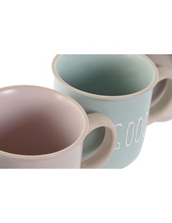 Satz von Kaffeetassen Home ESPRIT Blau Rosa Steingut 180 ml