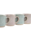 Satz von Kaffeetassen Home ESPRIT Blau Rosa Steingut 180 ml