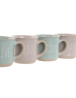 Satz von Kaffeetassen Home ESPRIT Blau Rosa Steingut 180 ml