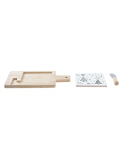 Satz für Appetithäppchen DKD Home Decor Weiß grün Bambus Steingut (21,5 x 11,8 x 1,5 cm)