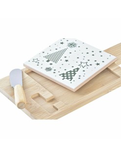 Satz für Appetithäppchen DKD Home Decor Weiß grün Bambus Steingut (21,5 x 11,8 x 1,5 cm)