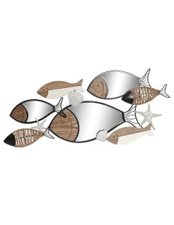 Miroir mural Home ESPRIT Noir Naturel Poissons 83 x 5,5 x 36 cm