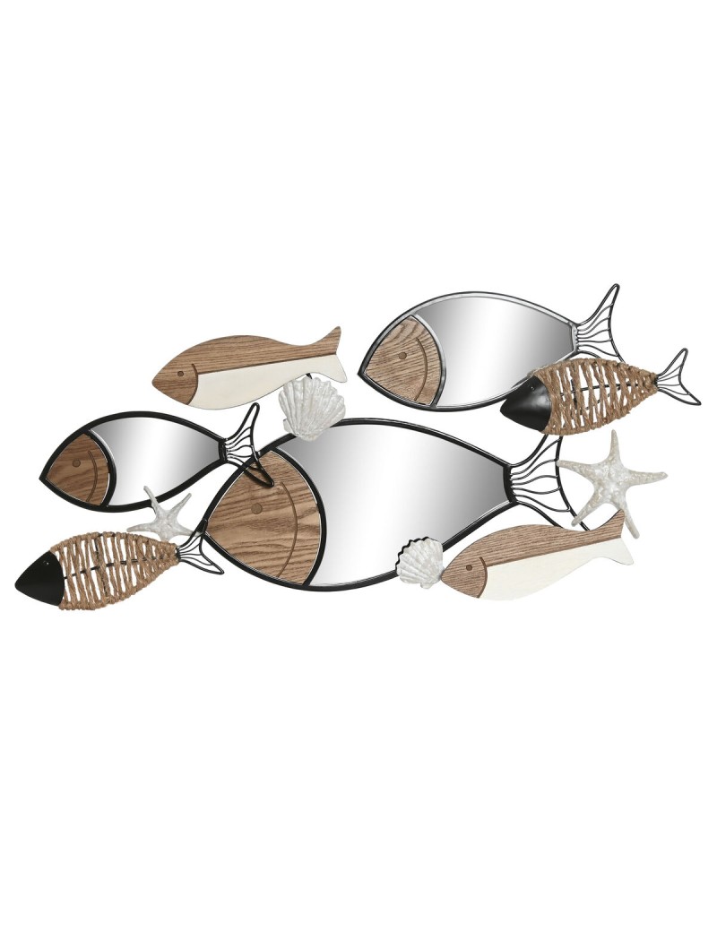 Wandspiegel Home ESPRIT Schwarz natürlich Fische 83 x 5,5 x 36 cm