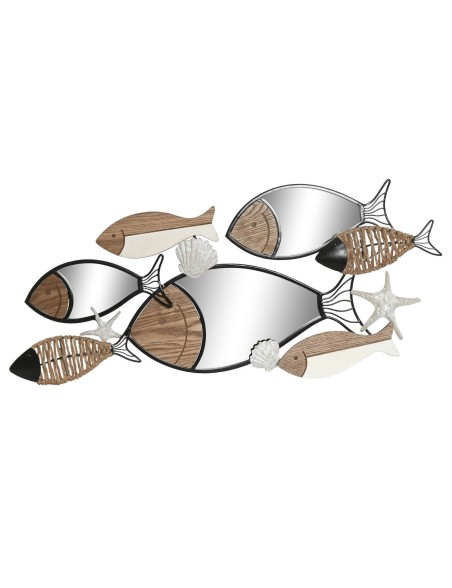 Miroir mural Home ESPRIT Noir Naturel Poissons 83 x 5,5 x 36 cm