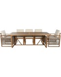 Ensemble Table + Chaises Home ESPRIT Marron Corde Bois d'eucalyptus 230 x 100 x 75 cm
