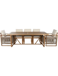 Ensemble Table + Chaises Home ESPRIT Marron Corde Bois d'eucalyptus 230 x 100 x 75 cm
