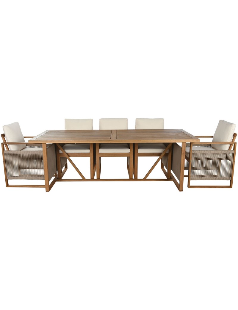 Ensemble Table + Chaises Home ESPRIT Marron Corde Bois d'eucalyptus 230 x 100 x 75 cm