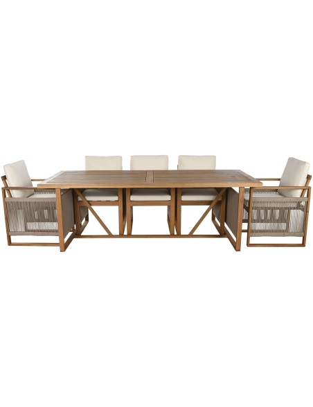 Ensemble Table + Chaises Home ESPRIT Marron Corde Bois d'eucalyptus 230 x 100 x 75 cm