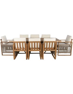 Ensemble Table + Chaises Home ESPRIT Marron Corde Bois d'eucalyptus 230 x 100 x 75 cm