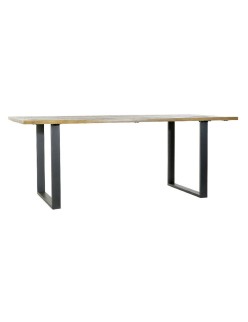 Table de Salle à Manger Home ESPRIT Noir Naturel Métal Bois de manguier 200 x 100 x 76 cm