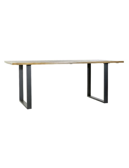 Table de Salle à Manger Home ESPRIT Noir Naturel Métal Bois de manguier 200 x 100 x 76 cm