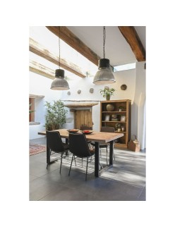 Table de Salle à Manger Home ESPRIT Noir Naturel Métal Bois de manguier 200 x 100 x 76 cm