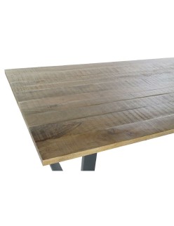 Table de Salle à Manger Home ESPRIT Noir Naturel Métal Bois de manguier 200 x 100 x 76 cm