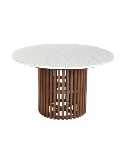 Table de Salle à Manger Home ESPRIT Bois d'acacia Terrazzo 130 x 130 x 76 cm