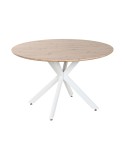 Table de Salle à Manger Home ESPRIT Blanc Marron Fer Bois MDF 120 x 120 x 75 cm
