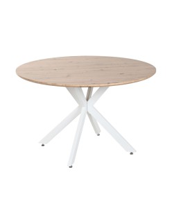 Table de Salle à Manger Home ESPRIT Blanc Marron Fer Bois MDF 120 x 120 x 75 cm