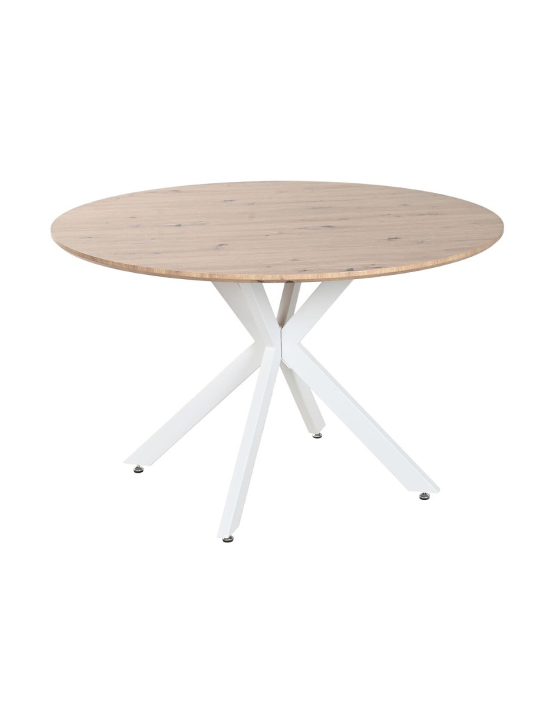Table de Salle à Manger Home ESPRIT Blanc Marron Fer Bois MDF 120 x 120 x 75 cm