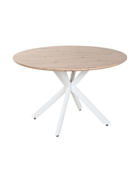 Table de Salle à Manger Home ESPRIT Blanc Marron Fer Bois MDF 120 x 120 x 75 cm